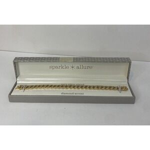 Vintage Sparkle Allure Pure Silver Plated Diamond Accent Tennis Bracelet 7" Long